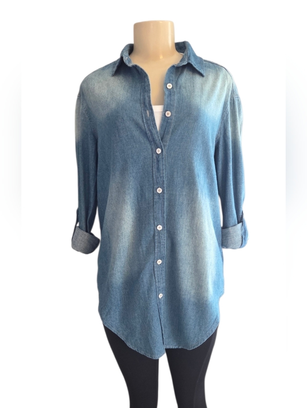 The Langford Line Chambray Denim Tunic Shirt Small